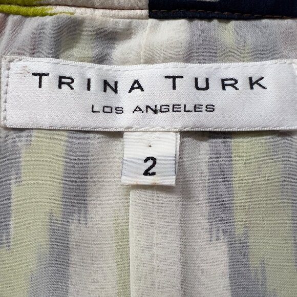Trina Turk 100% Silk Multicolor Ikat Print Mini Dress Women’s Size 2 - Picture 8 of 8